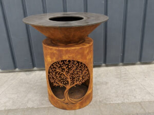 Brasero Plancha Extérieur 74 cm Corten Avec Grille et DECOUPE PERSONNALISE